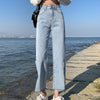Korean High Waist Straight Jeans Women Plus Size Vintage Boyfriend Mom Split Denim Pants Wide Leg Jeans Streetwear 2022