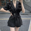 Korean OL Work 2 Piece Sets Womens Outfits Puff Sleeve Blazer Coat Top + Shorts Suits Women's Suit Elegant Pant Suits