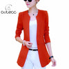 Korean  candy-colored women elegant single button blazer suit long sleeve solid casual slim femme workwear business jacket