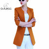 Korean  candy-colored women elegant single button blazer suit long sleeve solid casual slim femme workwear business jacket