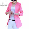 Korean  candy-colored women elegant single button blazer suit long sleeve solid casual slim femme workwear business jacket
