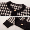 Korean Pink Y2K Houndstooth Cardigan Women Short Sweater Retro Vintage Cashmere Knitwear 2023 Winter Autumn O-Neck Knitted Coat