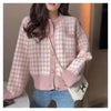 Korean Pink Y2K Houndstooth Cardigan Women Short Sweater Retro Vintage Cashmere Knitwear 2023 Winter Autumn O-Neck Knitted Coat