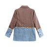 Korean Plaid Frayed Burrs Denim Patchwork Blazers Women Spring Autumn Casual Notched Collar Long Sleeve Female Suit Coat Outwear
