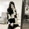 Korean Plaid Oversize Long Sweater Emo Alt Clothes Y2k Womens Harajuku Hollow Out Knitted Crewneck Jumper Pullover Female Tops