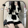 Korean Plaid Oversize Long Sweater Emo Alt Clothes Y2k Womens Harajuku Hollow Out Knitted Crewneck Jumper Pullover Female Tops