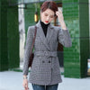 Korean Plaid Women Work Blazer Jacket 2022 Casual Double-breasted Sashes Suit Jacket Female Slim Female Blazer Outwear Plus Size