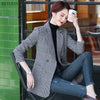 Korean Plaid Women Work Blazer Jacket 2022 Casual Double-breasted Sashes Suit Jacket Female Slim Female Blazer Outwear Plus Size