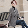 Korean Plaid Women Work Blazer Jacket 2022 Casual Double-breasted Sashes Suit Jacket Female Slim Female Blazer Outwear Plus Size