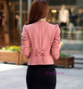 Korean Slim-fit Blazer Double-breasted Short Black White Pink Blazer Office Lady Office Womens Jackets Crop Blazer Fashion