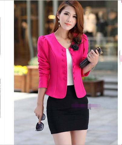 Korean Slim-fit Blazer Double-breasted Short Black White Pink Blazer Office Lady Office Womens Jackets Crop Blazer Fashion