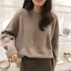 Korean Solid Loose Lazy Cardigan Women's Round Neck Pullover Autumn Winter Female Casual Jumper Sweater Knitted Tops