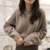 Korean Solid Loose Lazy Cardigan Women's Round Neck Pullover Autumn Winter Female Casual Jumper Sweater Knitted Tops
