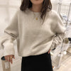 Korean Solid Loose Lazy Cardigan Women's Round Neck Pullover Autumn Winter Female Casual Jumper Sweater Knitted Tops
