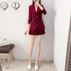 Korean Solid Mini Pleated Skirts Suit Spring Thin Elegant Unlined Blazer Jacket And A-Line Skirts Chic 2 Piece Set Women Outfits