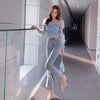 Korean Spring Autumn Sweet High Waist Split Denim Pants Women Elegant Chic Beading Bowknot Boot Cut Pants Vintage Fairy Jeans