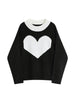 Korean Style Black Gothic Knitwear Women's Sweaters Sweet Heart Design Harajuku Loose Tops Casual Simple Casual Pullover Sweater