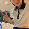 Korean Style Chic Baseball Girl Vigorous Girl College Sexy Short T-shirt Short Skirt Striped Cute Suit White Blazer Za