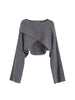 Korean Style Knitted Cropped Sweaters Loose Pullover Irregular Overlapping Tops Autumn Long Sleeve Women Femme Casual Knitwear
