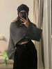 Korean Style Knitted Cropped Sweaters Loose Pullover Irregular Overlapping Tops Autumn Long Sleeve Women Femme Casual Knitwear