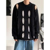 Korean Style Loose Hip Hop Harajuku Sweaters Unisex Hollowed Out Streetwear Pull Jumpers Green Black Grey BF Grunge Y2K Sweaters