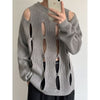 Korean Style Loose Hip Hop Harajuku Sweaters Unisex Hollowed Out Streetwear Pull Jumpers Green Black Grey BF Grunge Y2K Sweaters