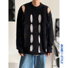 Korean Style Loose Hip Hop Harajuku Sweaters Unisex Hollowed Out Streetwear Pull Jumpers Green Black Grey BF Grunge Y2K Sweaters