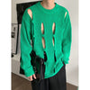 Korean Style Loose Hip Hop Harajuku Sweaters Unisex Hollowed Out Streetwear Pull Jumpers Green Black Grey BF Grunge Y2K Sweaters