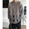 Korean Style Loose Hip Hop Harajuku Sweaters Unisex Hollowed Out Streetwear Pull Jumpers Green Black Grey BF Grunge Y2K Sweaters