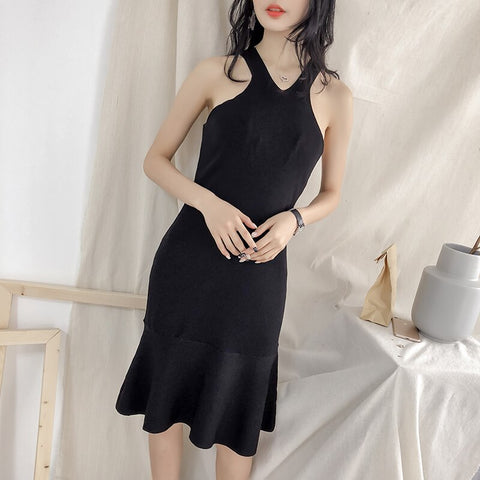 Korean Style Sneaky Design Camisole Dress Goddess Temperament 2022  Summer Loose Waist Tight Slimming Outer Wear