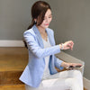 Korean Style Women Office Wear Long Sleeve Slim Suit Casual Jacket Coat Female Short Blazer Big Size 4XL Pink Blue Gray Brown