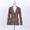 Korean Style Women's Autumn Spring Blazers Leopard Slim Female Suit Jacket Notched Single Button with Pocket Plus Size Outwear