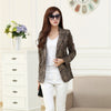 Korean Style Women's Autumn Spring Blazers Leopard Slim Female Suit Jacket Notched Single Button with Pocket Plus Size Outwear