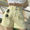 Korean Summer 2022 Demin Shorts Women High Waist Button Wigh Leg Jeans Shorts Casual Female Loose Fit Soild Shorts
