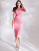 Korean Summer Women 2 Piece Set Office OL Elegant V Neck Short Sleeve Crop Small Blazer +High Waist Bodycon Pencil Skirt Suits