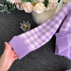 Korean Sweet Knit Plaid Cardigans + Camisole + Skirts 3pcs Sets Girls Short Sweater Coat + Vest + Mini Skirt Suits Women Outfits