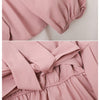 Korean V-Neck Button Ruffle Shirt Women Elegant Lantern Sleeve Elastic Waist Blouses Sweet Lace-Up Sashes Pullover Tops