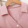 Korean V-Neck Button Ruffle Shirt Women Elegant Lantern Sleeve Elastic Waist Blouses Sweet Lace-Up Sashes Pullover Tops