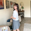 Korean V-neck Short Sleeve Shirt Vintage Woman Ruffles Fit Blouse Ladies Crop Top Female Plus Size Blouse Tops