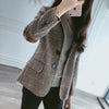 Korean Version Short Wool Plaid Suit Jackets Work Women's Autumn 2023 Large Size Retro Ladies Female Office Business Blazer