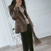 Korean Version Short Wool Plaid Suit Jackets Work Women's Autumn 2023 Large Size Retro Ladies Female Office Business Blazer
