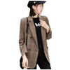 Korean Version Suit Blazer Jacket Women Casual Literary Top Temperament Slim Suit Collar Belt Plaid Woolen Coat Female LR2376