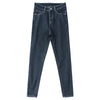 Korean Warm Winter Fleece Jeans Women High Waist Skinny Slim Elastic Pencil Pants Casual Plus Velvet Thick Denim Pants