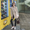 Korean Women Casual Beige Blazers Loose Notched Collar Lacing Double Breasted Long Sleeve Female Suit Jacket Spring Autumn 2023