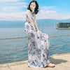Korean Women Floral Print Dress Summer Sexy V-neck Backless Long Dresses Female Elegant Bohemian Party Dress Vestido Clothing