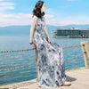 Korean Women Floral Print Dress Summer Sexy V-neck Backless Long Dresses Female Elegant Bohemian Party Dress Vestido Clothing