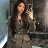 Korean Women Houndstooth Sequin Blazers Loose Casual Notched Collar Long Sleeve Single-breasted Office Lady Female Suit Jacket