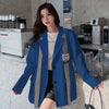 Korean Women's Suit Coat Spring Autumn 2023 Loose Casual British Style Blazer Single-breasted Long Sleeves Coat Female