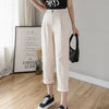 Korean women's black pants cotton 2022 white casual pants women loose harem pants high waist overalls nine-point plus size
