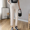 Korean women's black pants cotton 2022 white casual pants women loose harem pants high waist overalls nine-point plus size